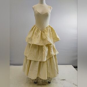 The Bekk Tiered Ruffle Midi Dress Butter Yellow NWT Size S/M